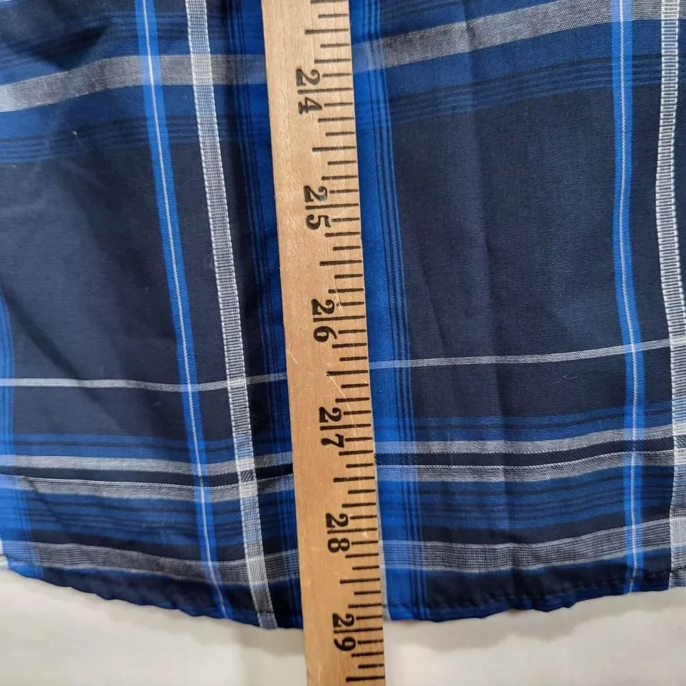 Rock & Republic Men's‎ Small Blue Plaid Short Sleeve Button Up Shirt - Picture 9 of 9